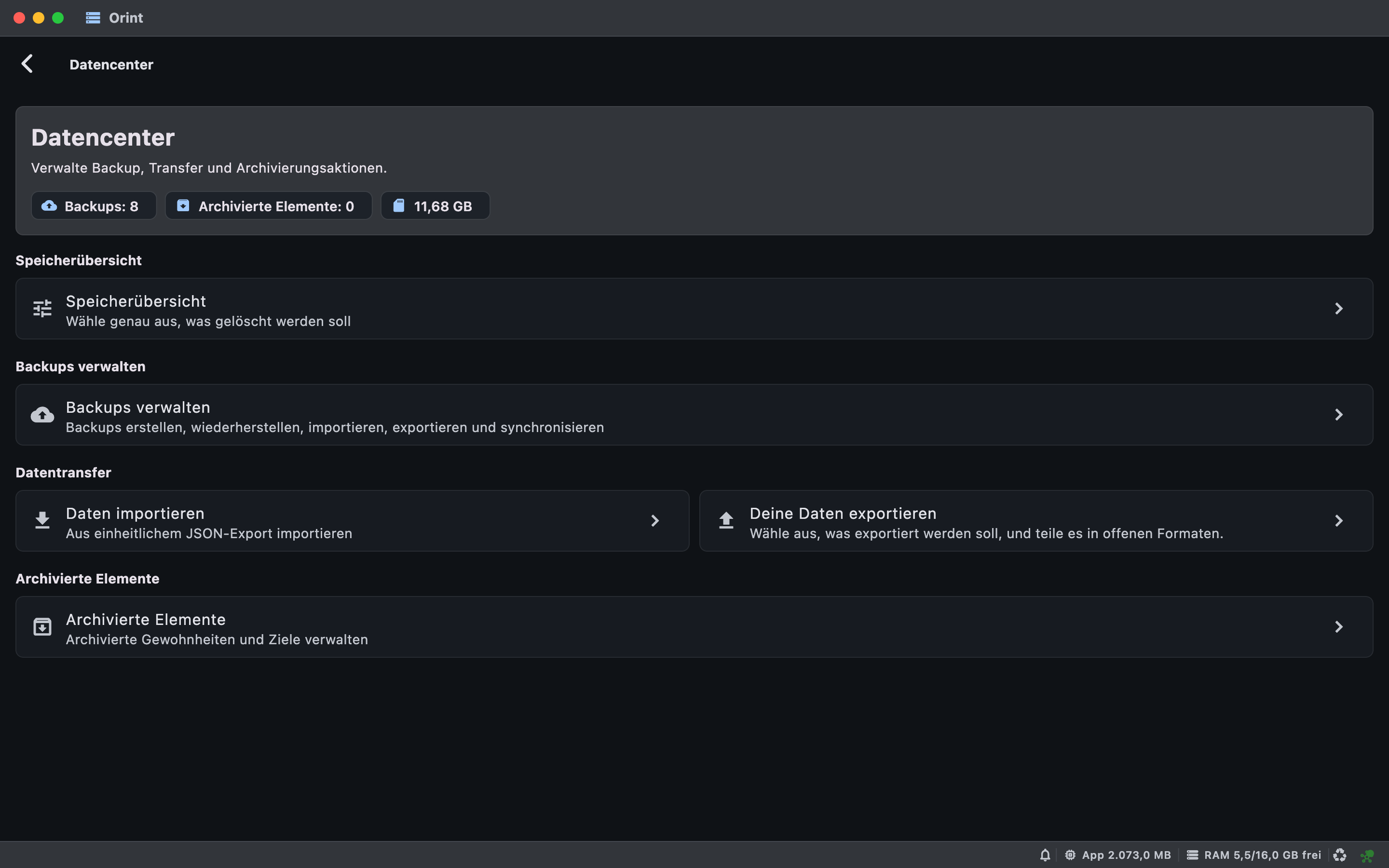 Mac Data Center screenshot