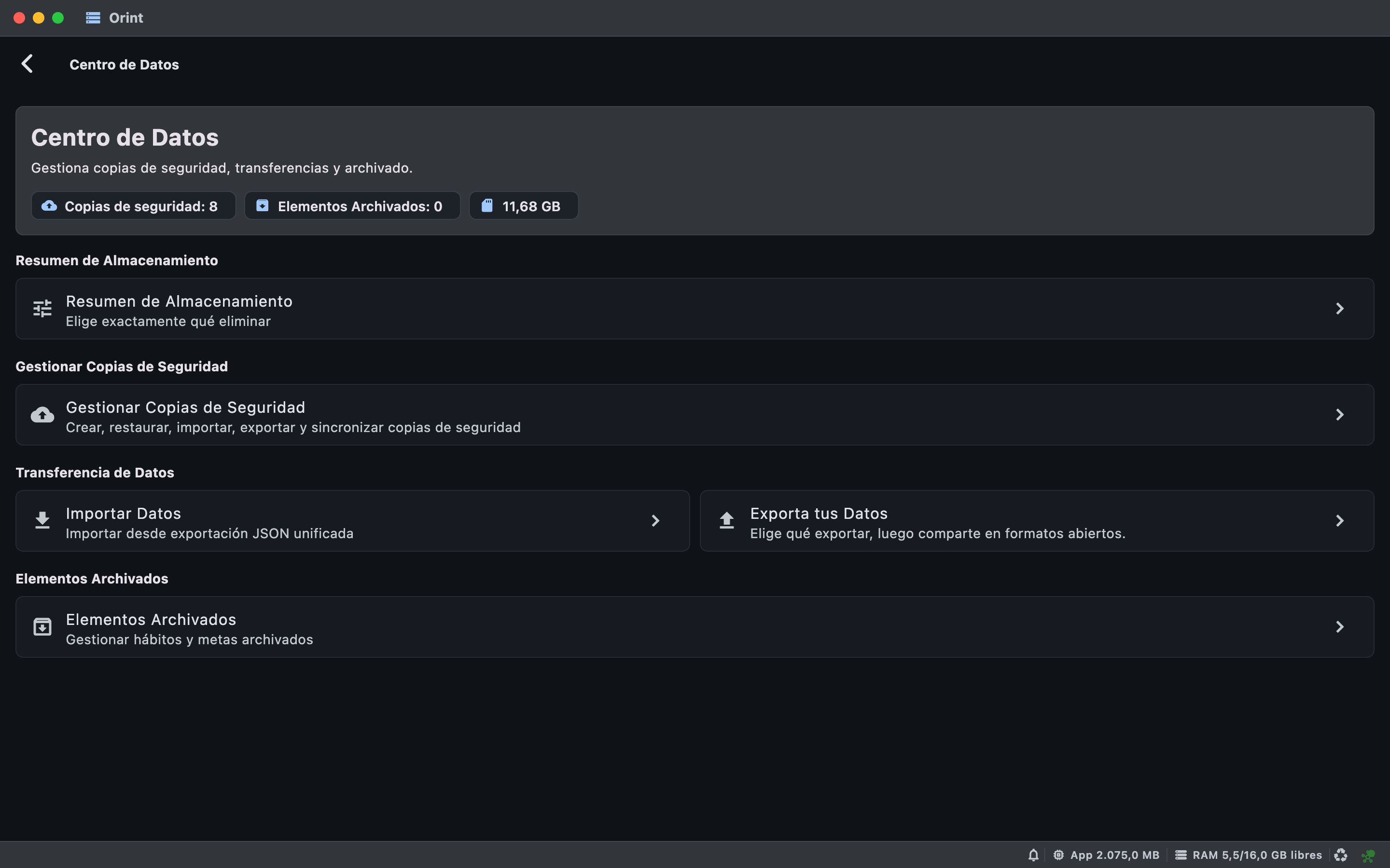 Mac Data Center screenshot